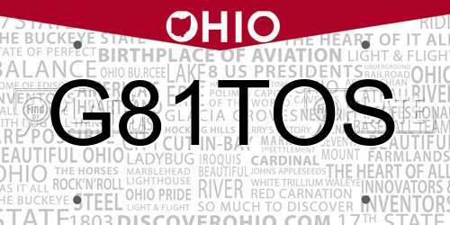 G81TOS Ohio License Plate