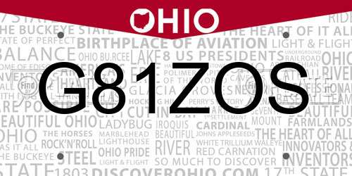 G81ZOS Ohio License Plate