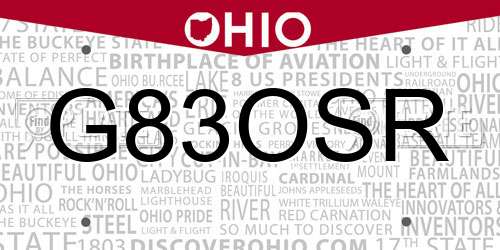 G83OSR Ohio License Plate