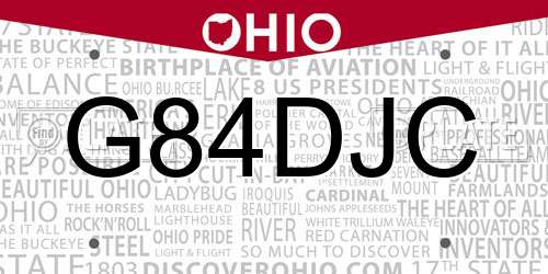 G84DJC Ohio License Plate