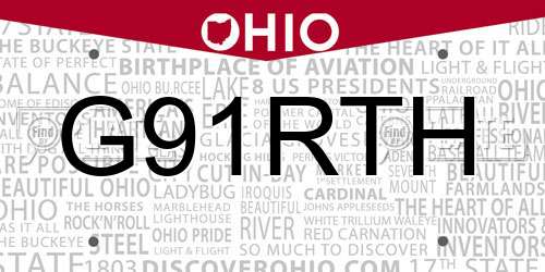 G91RTH Ohio License Plate