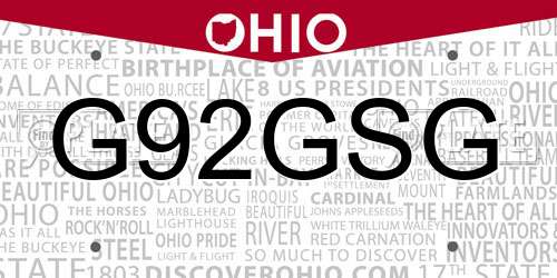 G92GSG Ohio License Plate