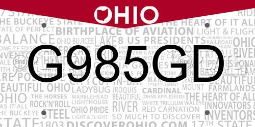G985GD Ohio License Plate