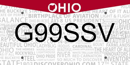 G99SSV Ohio License Plate