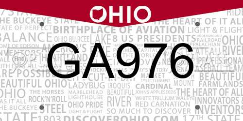 GA976 Ohio License Plate