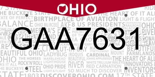 GAA7631 Ohio License Plate
