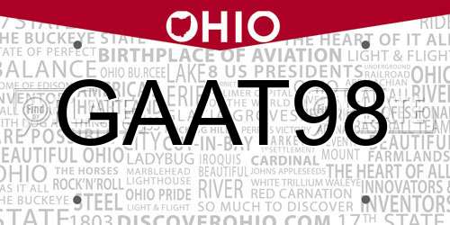 GAAT98 Ohio License Plate