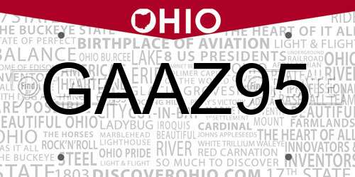 GAAZ95 Ohio License Plate