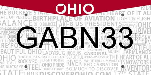 GABN33 Ohio License Plate