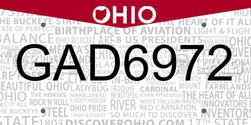 GAD6972 Ohio License Plate