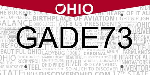GADE73 Ohio License Plate