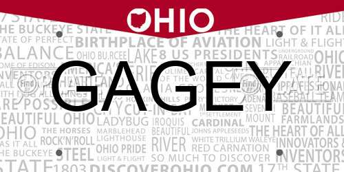 GAGEY Ohio License Plate