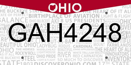 GAH4248 Ohio License Plate