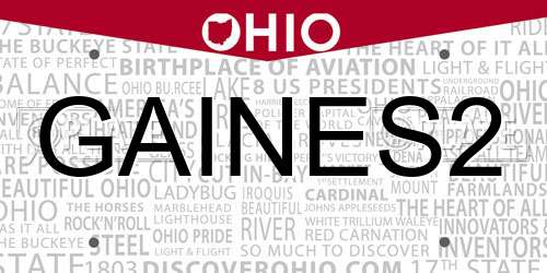 GAINES2 Ohio License Plate