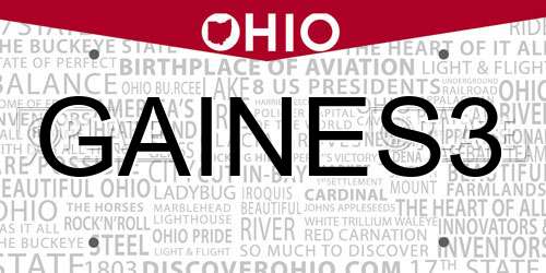 GAINES3 Ohio License Plate