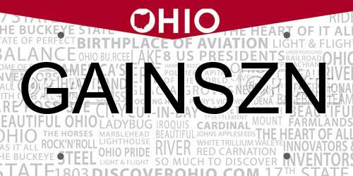 GAINSZN Ohio License Plate