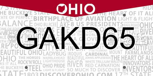 GAKD65 Ohio License Plate