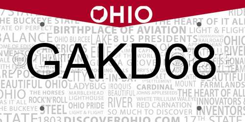 GAKD68 Ohio License Plate
