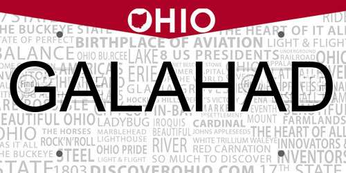 GALAHAD Ohio License Plate
