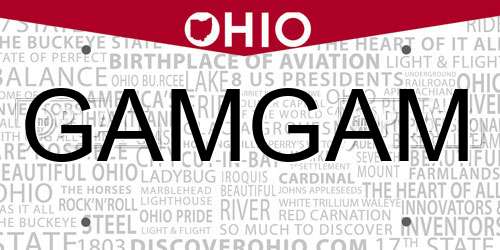 GAMGAM Ohio License Plate