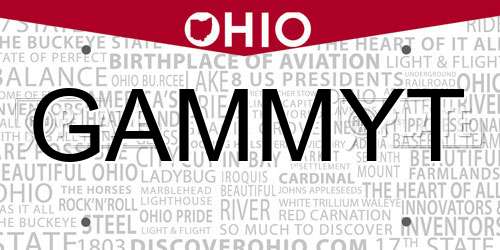 GAMMYT Ohio License Plate