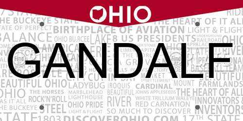 GANDALF Ohio License Plate