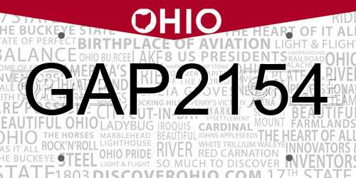 GAP2154 Ohio License Plate
