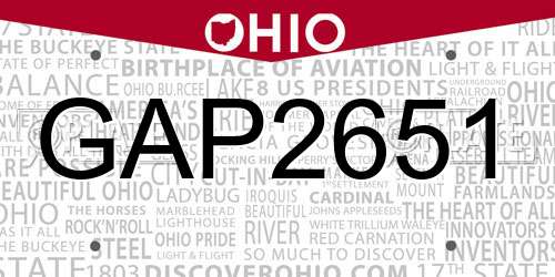 GAP2651 Ohio License Plate