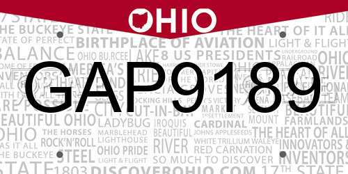 GAP9189 Ohio License Plate