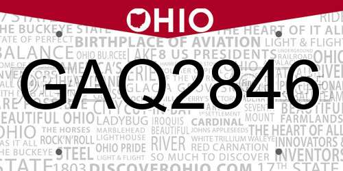 GAQ2846 Ohio License Plate