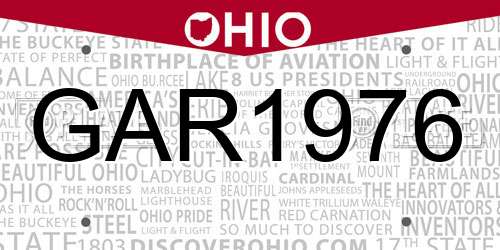 GAR1976 Ohio License Plate