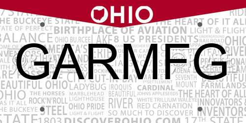 GARMFG Ohio License Plate