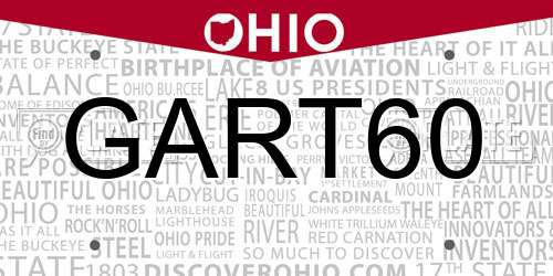 GART60 Ohio License Plate
