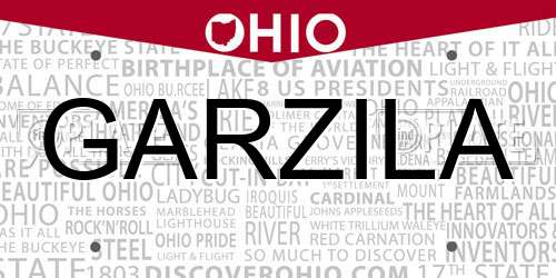 GARZILA Ohio License Plate