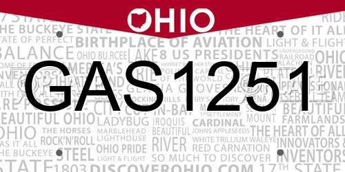 GAS1251 Ohio License Plate