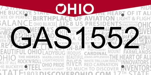 GAS1552 Ohio License Plate