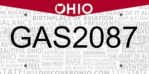 GAS2087 Ohio License Plate