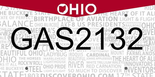 GAS2132 Ohio License Plate