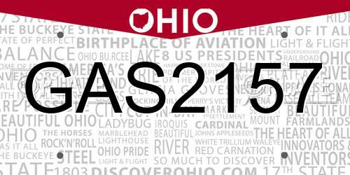 GAS2157 Ohio License Plate