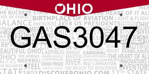 GAS3047 Ohio License Plate