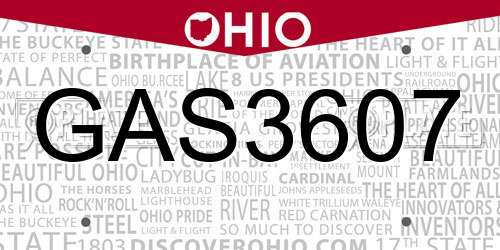 GAS3607 Ohio License Plate
