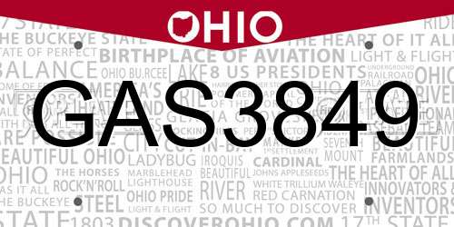 GAS3849 Ohio License Plate