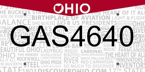 GAS4640 Ohio License Plate
