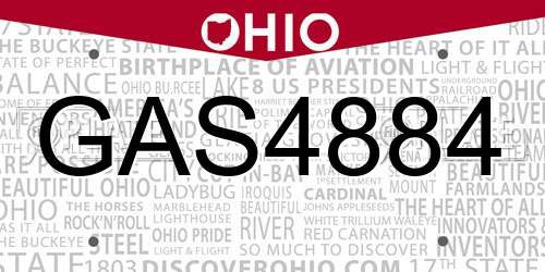 GAS4884 Ohio License Plate