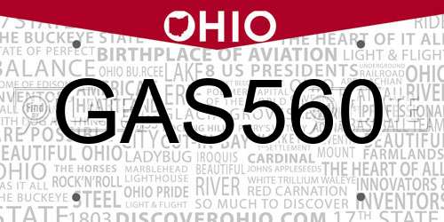 GAS560 Ohio License Plate