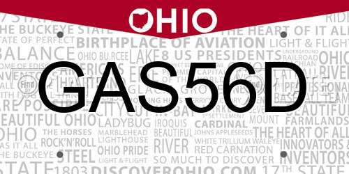 GAS56D Ohio License Plate