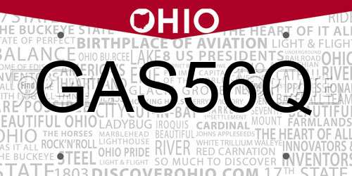 GAS56Q Ohio License Plate