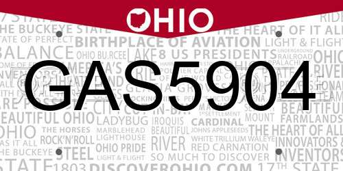GAS5904 Ohio License Plate