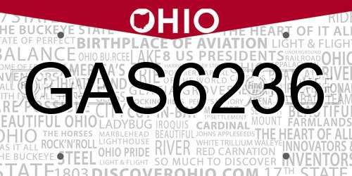 GAS6236 Ohio License Plate