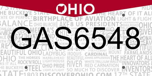 GAS6548 Ohio License Plate